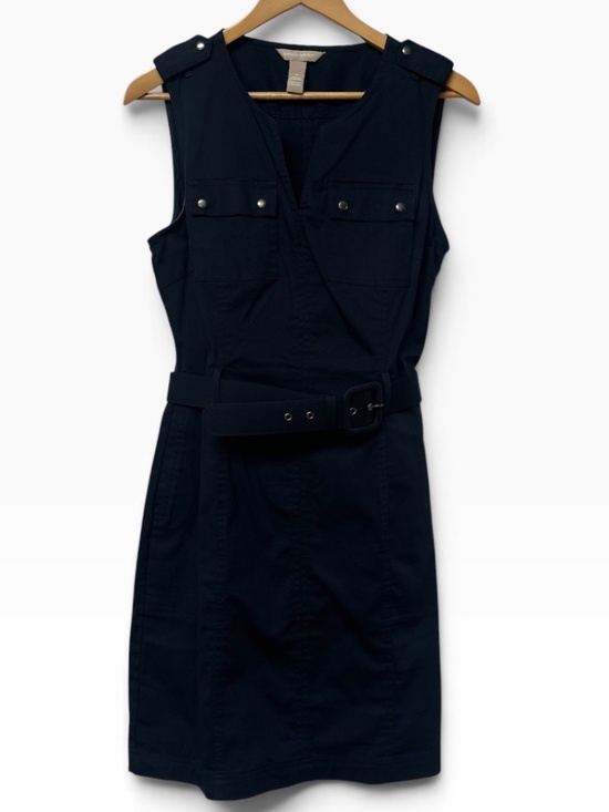 Banana Republic Dresses & Skirts - Banana Republic Navy Blue Belted Safari Utility Dress Size 10 Sleeveless Epaulet
